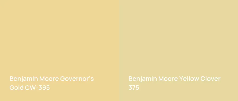 Benjamin Moore Governor's Gold CW-395 vs Benjamin Moore Yellow Clover 375