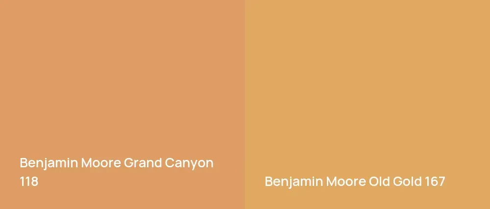 Benjamin Moore Grand Canyon 118 vs Benjamin Moore Old Gold 167