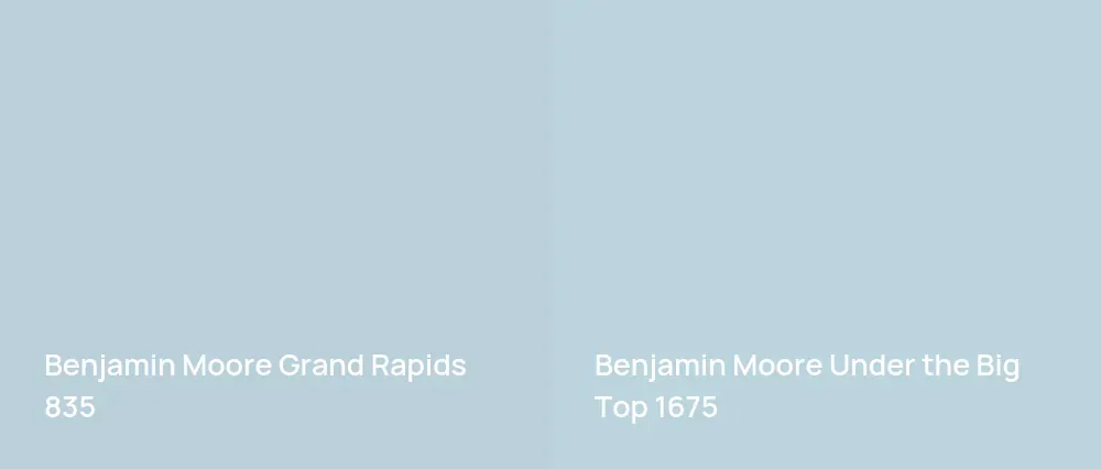 Benjamin Moore Grand Rapids 835 vs Benjamin Moore Under the Big Top 1675