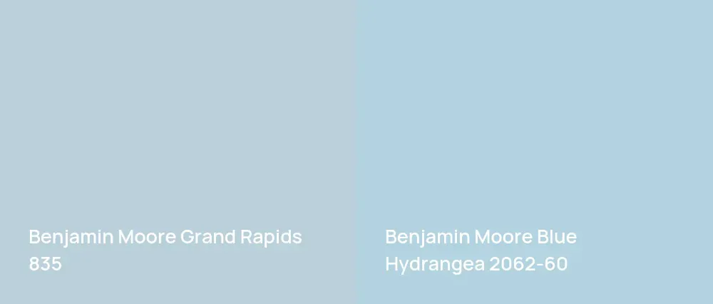 Benjamin Moore Grand Rapids 835 vs Benjamin Moore Blue Hydrangea 2062-60