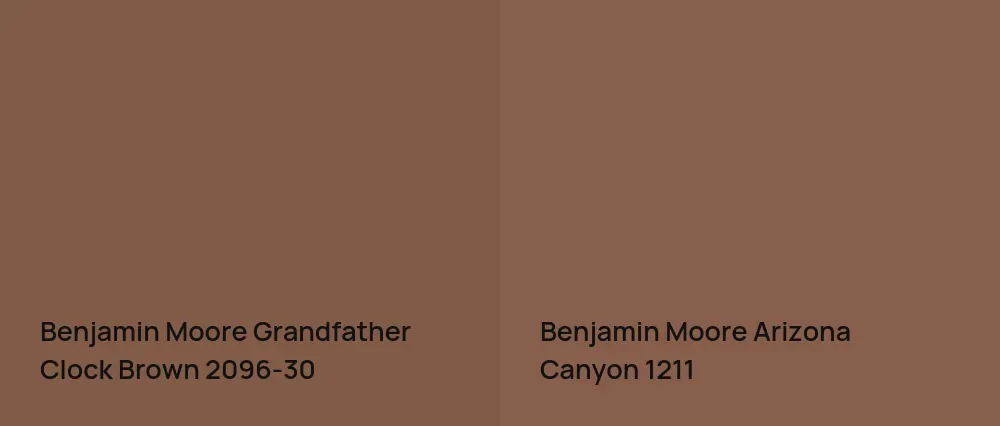 Benjamin Moore Grandfather Clock Brown 2096-30 vs Benjamin Moore Arizona Canyon 1211