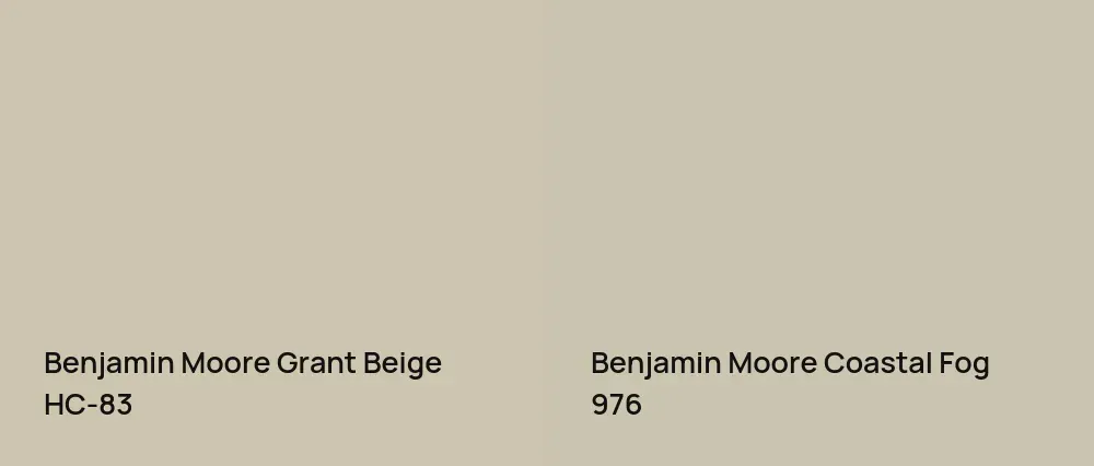 Benjamin Moore Grant Beige HC-83 vs Benjamin Moore Coastal Fog 976