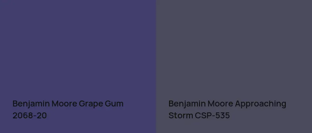 Benjamin Moore Grape Gum 2068-20 vs Benjamin Moore Approaching Storm CSP-535