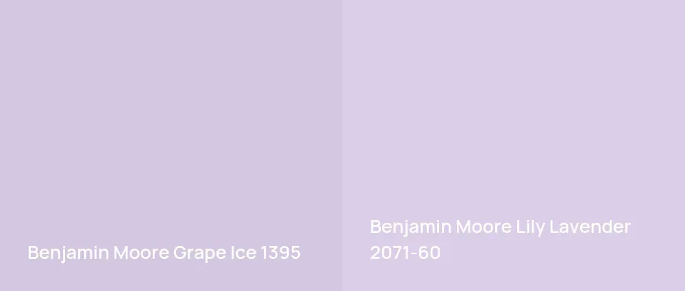 Benjamin Moore Grape Ice 1395 vs Benjamin Moore Lily Lavender 2071-60