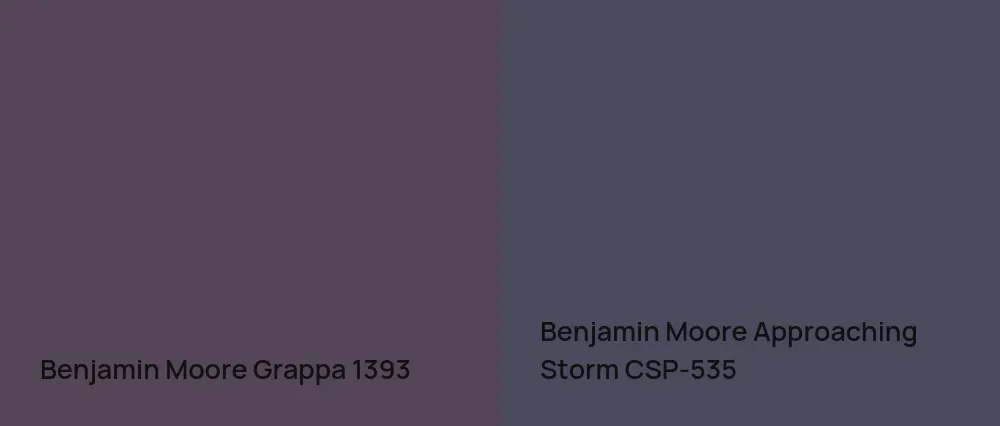 Benjamin Moore Grappa 1393 vs Benjamin Moore Approaching Storm CSP-535