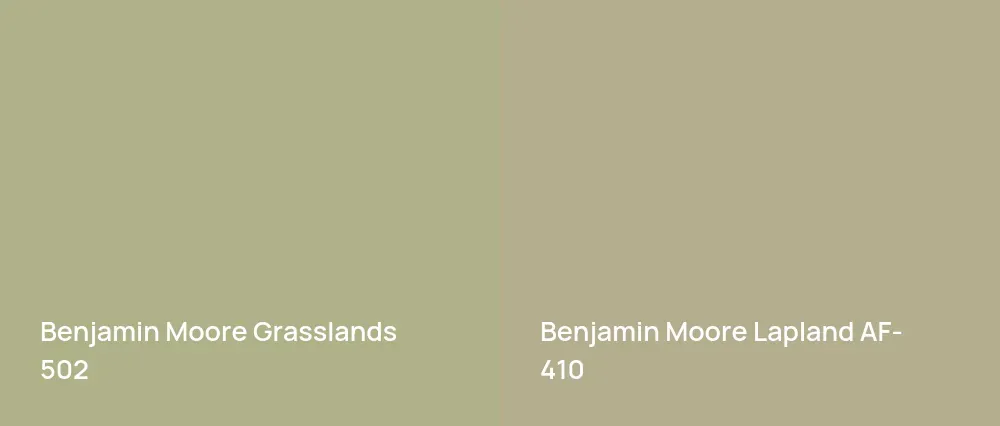 Benjamin Moore Grasslands 502 vs Benjamin Moore Lapland AF-410