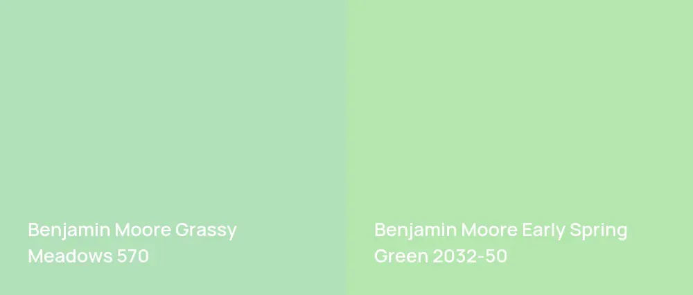Benjamin Moore Grassy Meadows 570 vs Benjamin Moore Early Spring Green 2032-50