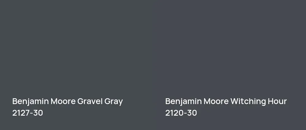 Benjamin Moore Gravel Gray 2127-30 vs Benjamin Moore Witching Hour 2120-30
