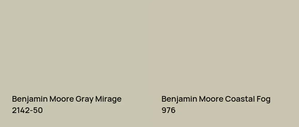 Benjamin Moore Gray Mirage 2142-50 vs Benjamin Moore Coastal Fog 976