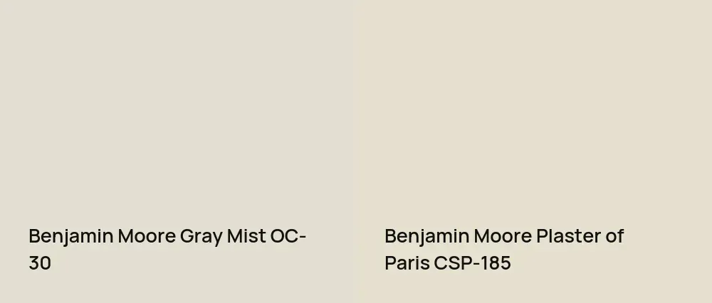 Benjamin Moore Gray Mist OC-30 vs Benjamin Moore Plaster of Paris CSP-185