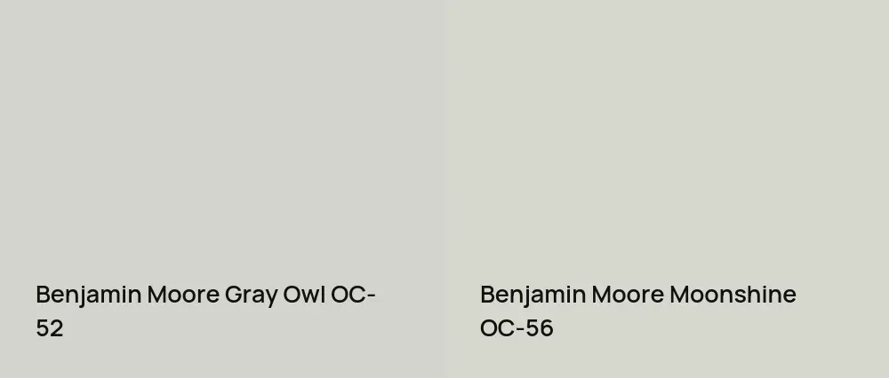 Benjamin Moore Gray Owl OC-52 vs Benjamin Moore Moonshine OC-56