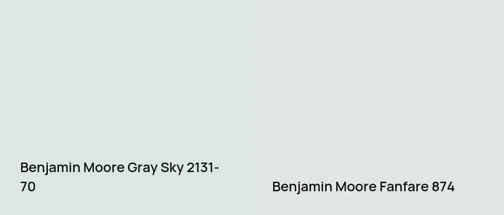 Benjamin Moore Gray Sky 2131-70 vs Benjamin Moore Fanfare 874