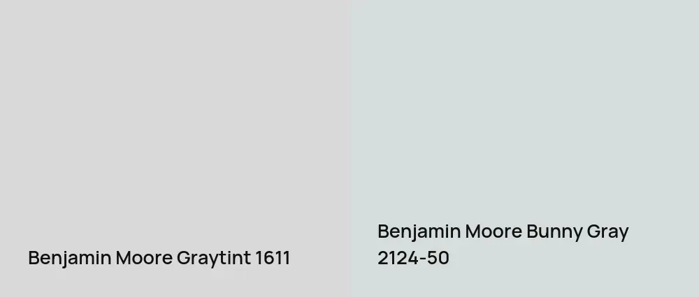 Benjamin Moore Graytint 1611 vs Benjamin Moore Bunny Gray 2124-50