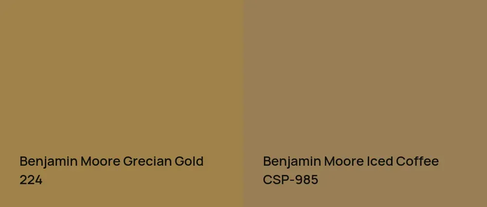 Benjamin Moore Grecian Gold 224 vs Benjamin Moore Iced Coffee CSP-985