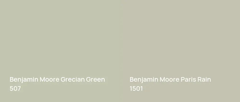 Benjamin Moore Grecian Green 507 vs Benjamin Moore Paris Rain 1501
