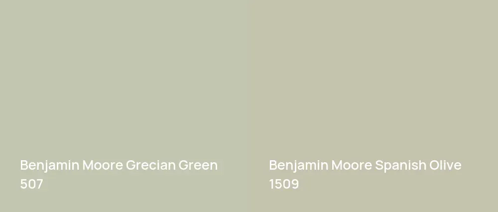 Benjamin Moore Grecian Green 507 vs Benjamin Moore Spanish Olive 1509