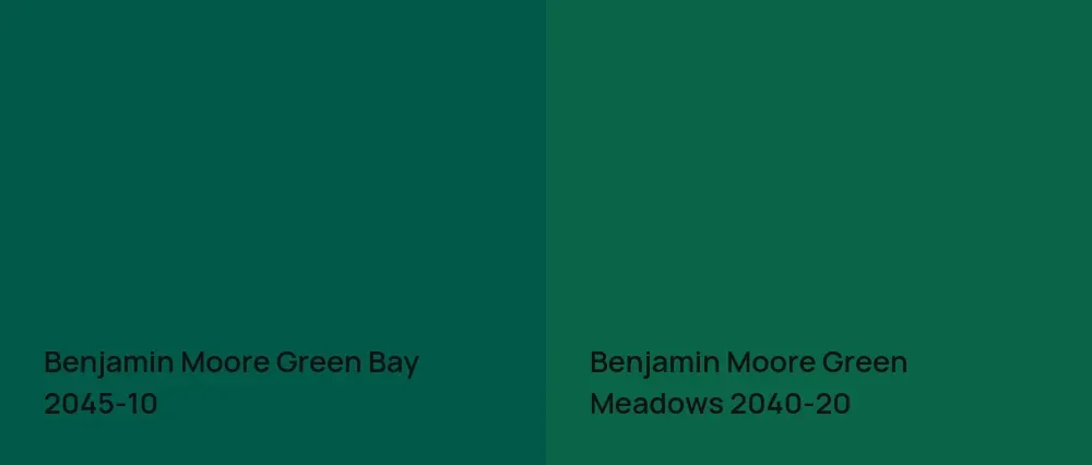 Benjamin Moore Green Bay 2045-10 vs Benjamin Moore Green Meadows 2040-20