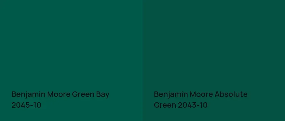 Benjamin Moore Green Bay 2045-10 vs Benjamin Moore Absolute Green 2043-10