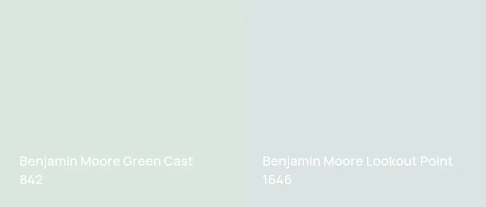 Benjamin Moore Green Cast 842 vs Benjamin Moore Lookout Point 1646