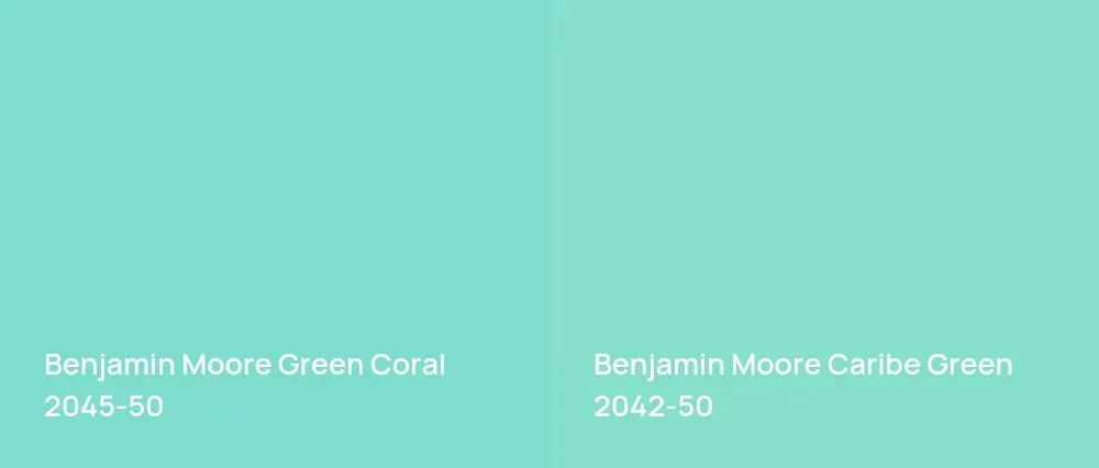 Benjamin Moore Green Coral 2045-50 vs Benjamin Moore Caribe Green 2042-50
