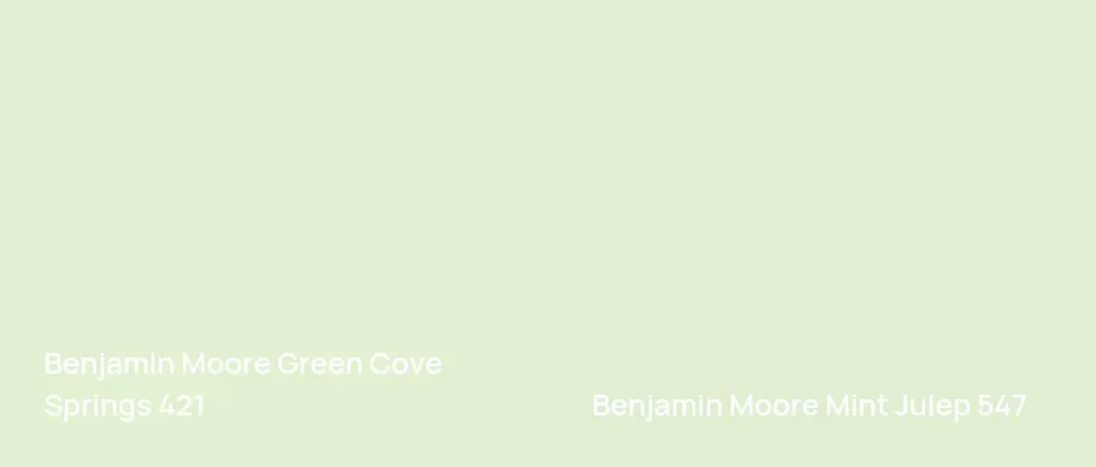 Benjamin Moore Green Cove Springs 421 vs Benjamin Moore Mint Julep 547