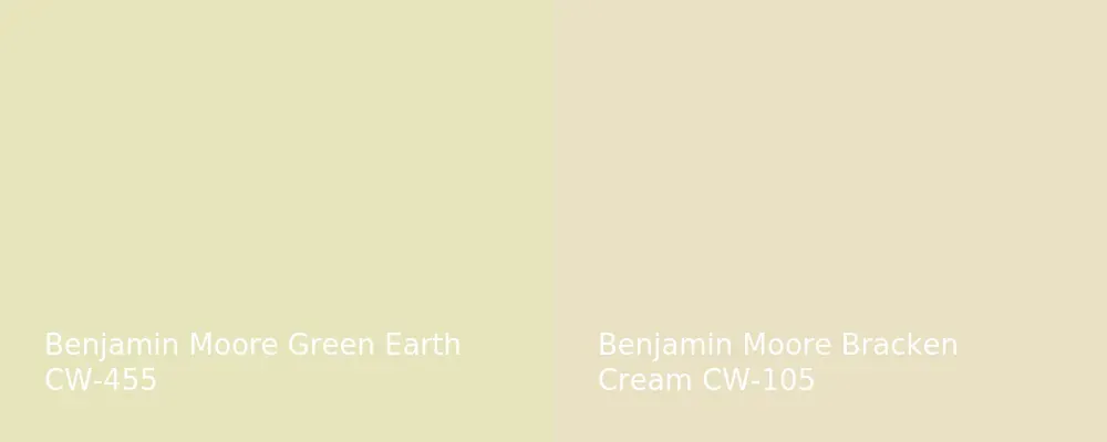 Benjamin Moore Green Earth CW-455 vs Benjamin Moore Bracken Cream CW-105