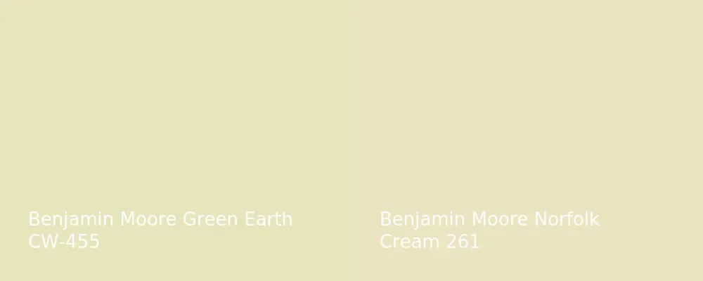 Benjamin Moore Green Earth CW-455 vs Benjamin Moore Norfolk Cream 261