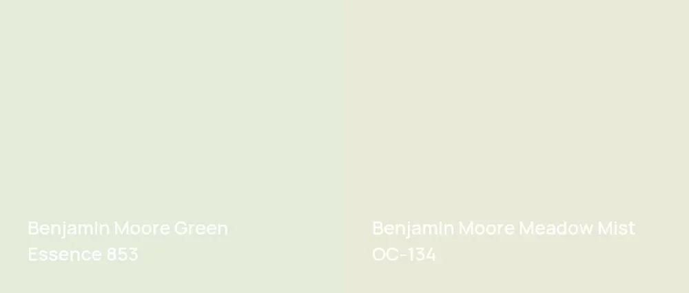 Benjamin Moore Green Essence 853 vs Benjamin Moore Meadow Mist OC-134