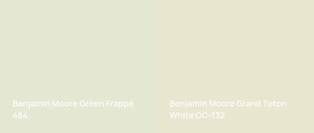 Benjamin Moore Green Frappé 484 vs Benjamin Moore Grand Teton White OC-132