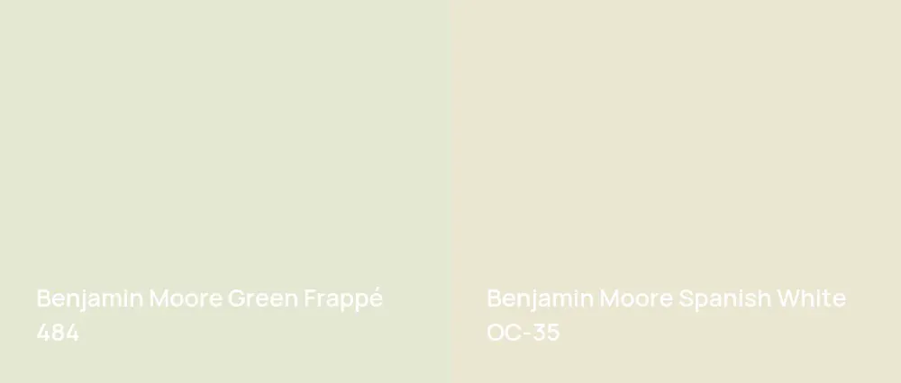 Benjamin Moore Green Frappé 484 vs Benjamin Moore Spanish White OC-35