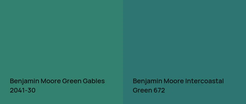 Benjamin Moore Green Gables 2041-30 vs Benjamin Moore Intercoastal Green 672