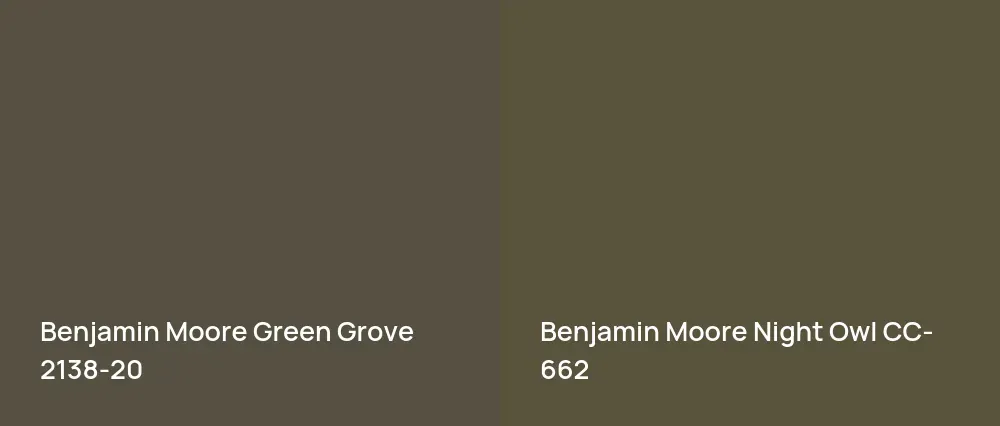 Benjamin Moore Green Grove 2138-20 vs Benjamin Moore Night Owl CC-662