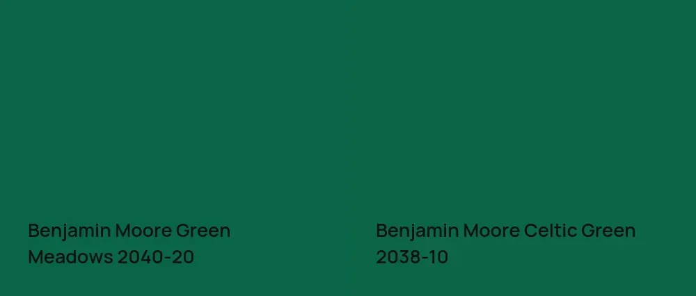 Benjamin Moore Green Meadows 2040-20 vs Benjamin Moore Celtic Green 2038-10