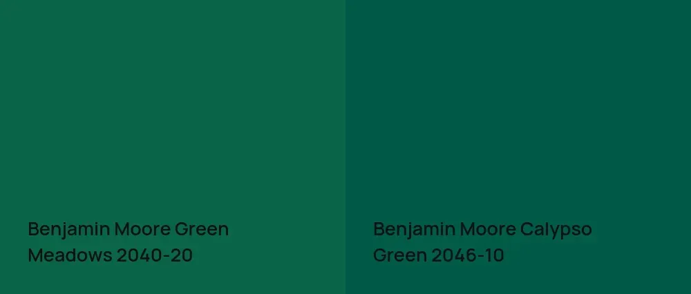 Benjamin Moore Green Meadows 2040-20 vs Benjamin Moore Calypso Green 2046-10