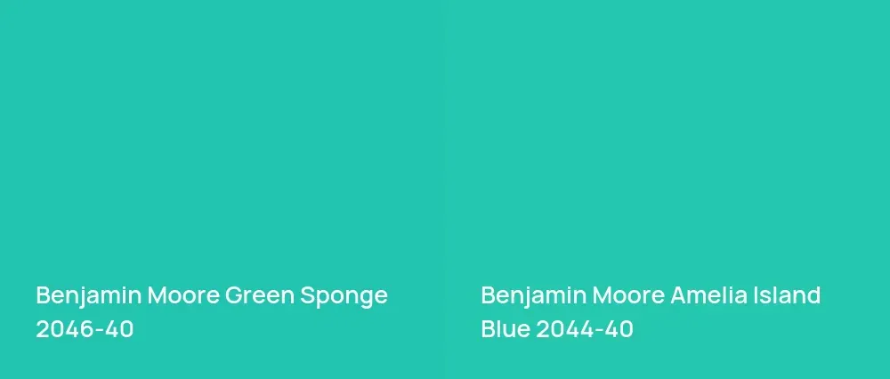 Benjamin Moore Green Sponge 2046-40 vs Benjamin Moore Amelia Island Blue 2044-40