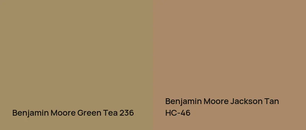 Benjamin Moore Green Tea 236 vs Benjamin Moore Jackson Tan HC-46
