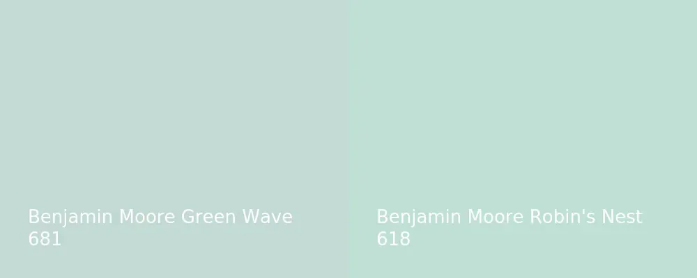 Benjamin Moore Green Wave 681 vs Benjamin Moore Robin's Nest 618