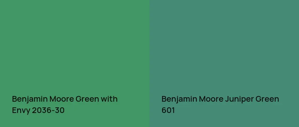 Benjamin Moore Green with Envy 2036-30 vs Benjamin Moore Juniper Green 601