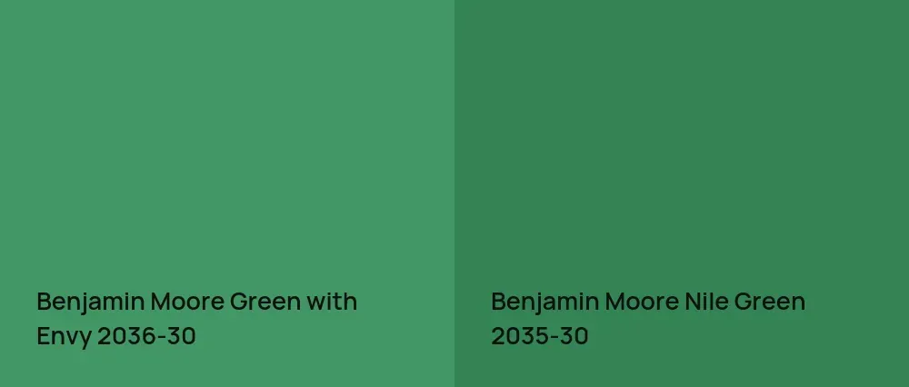 Benjamin Moore Green with Envy 2036-30 vs Benjamin Moore Nile Green 2035-30
