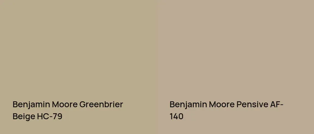 Benjamin Moore Greenbrier Beige HC-79 vs Benjamin Moore Pensive AF-140