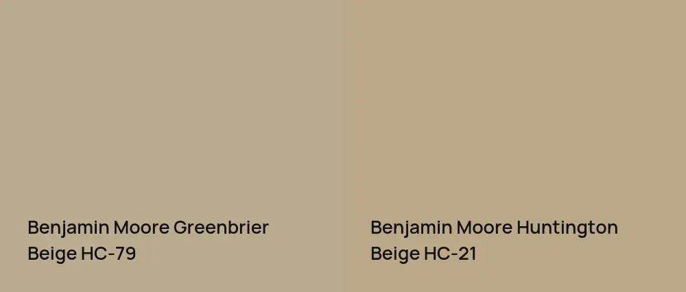 Benjamin Moore Greenbrier Beige HC-79 vs Benjamin Moore Huntington Beige HC-21