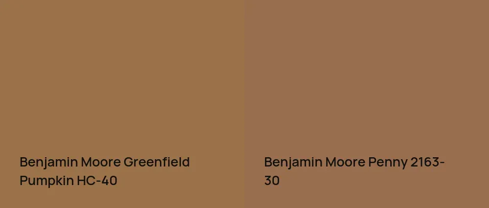 Benjamin Moore Greenfield Pumpkin HC-40 vs Benjamin Moore Penny 2163-30