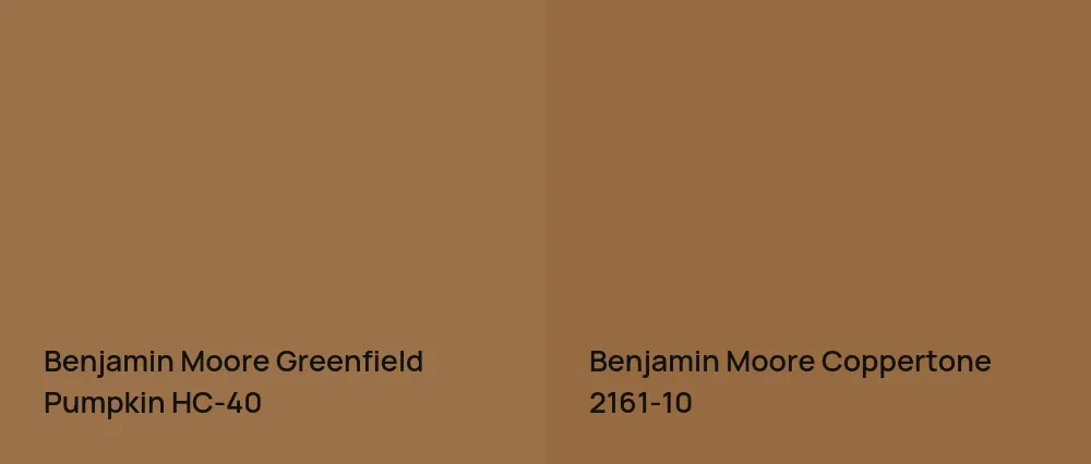 Benjamin Moore Greenfield Pumpkin HC-40 vs Benjamin Moore Coppertone 2161-10