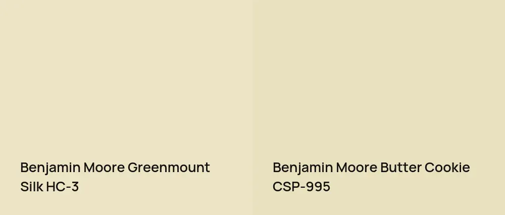 Benjamin Moore Greenmount Silk HC-3 vs Benjamin Moore Butter Cookie CSP-995