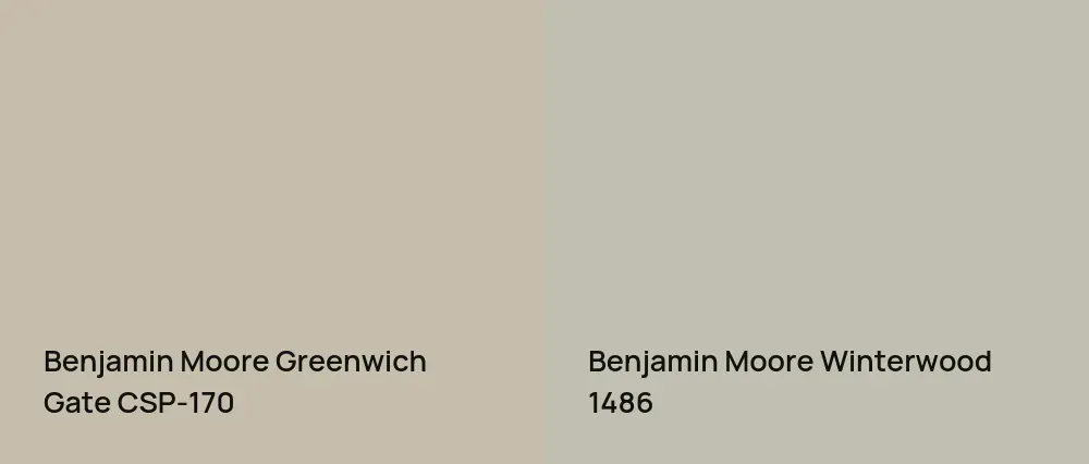 Benjamin Moore Greenwich Gate CSP-170 vs Benjamin Moore Winterwood 1486