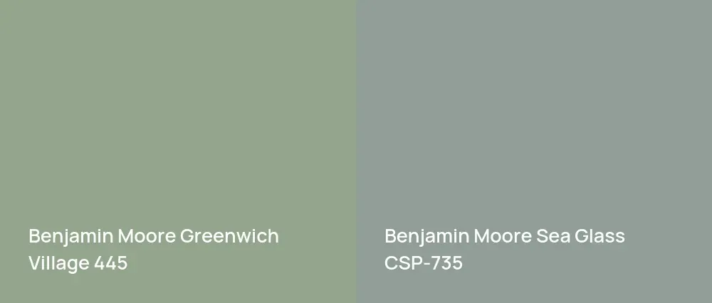 Benjamin Moore Greenwich Village 445 vs Benjamin Moore Sea Glass CSP-735