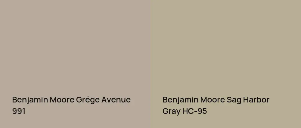 Benjamin Moore Grége Avenue 991 vs Benjamin Moore Sag Harbor Gray HC-95
