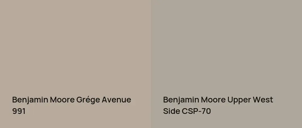 Benjamin Moore Grége Avenue 991 vs Benjamin Moore Upper West Side CSP-70