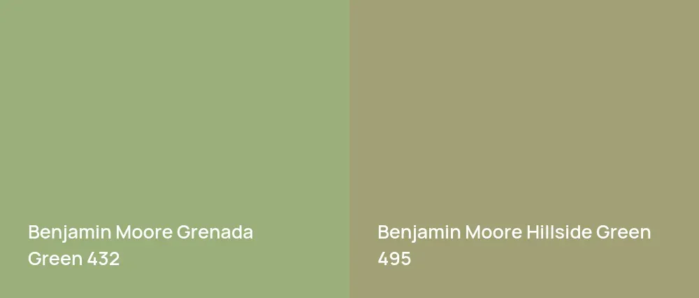 Benjamin Moore Grenada Green 432 vs Benjamin Moore Hillside Green 495
