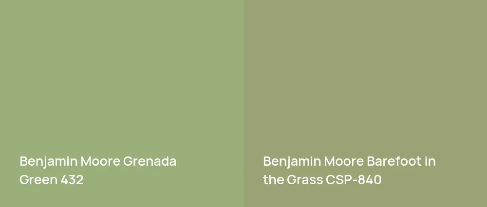 Benjamin Moore Grenada Green 432 vs Benjamin Moore Barefoot in the Grass CSP-840